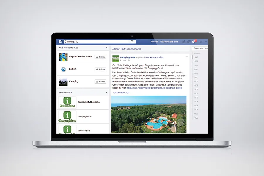 Page Facebook Camping.info Page Facebook Camping.info, Post Sérignan Plage