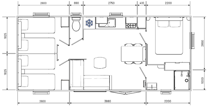Alloggio - Casa Mobile Premium 35M² - 3 Camere Da Letto + 1 Bagno + Terrazza Semicoperta + Spa Privata - Flower Camping Val de Vie