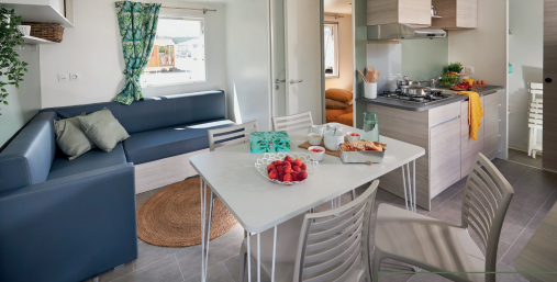 Location - Mobil-Home Premium 30M² - 2 Chambres + 1 Sdb + Terrasse Semi-Couverte + Spa Privatif - Flower Camping Val de Vie