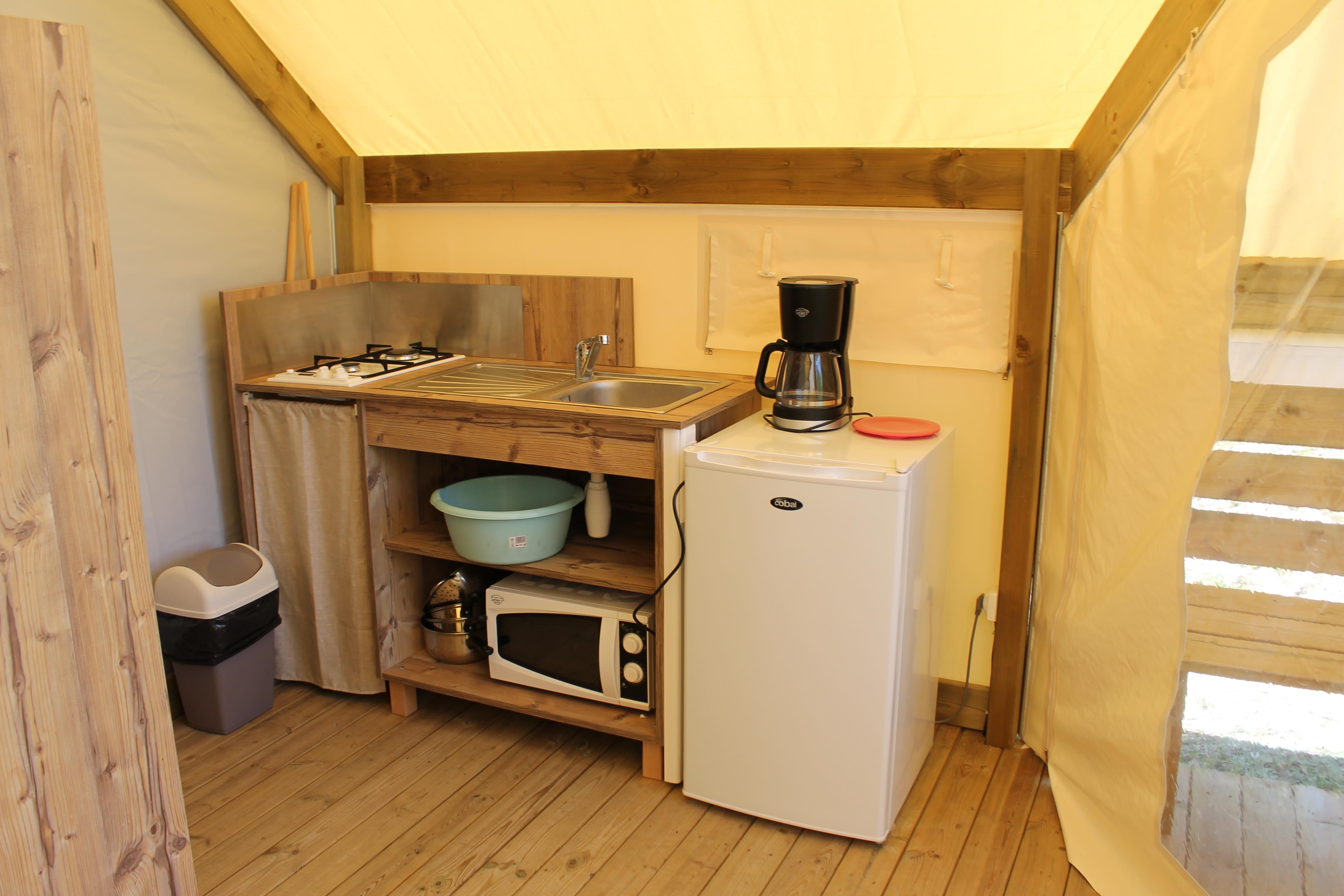 Location - Tente Écolodge Avec Douche Et Sanitaire - Camping La Source du Jabron