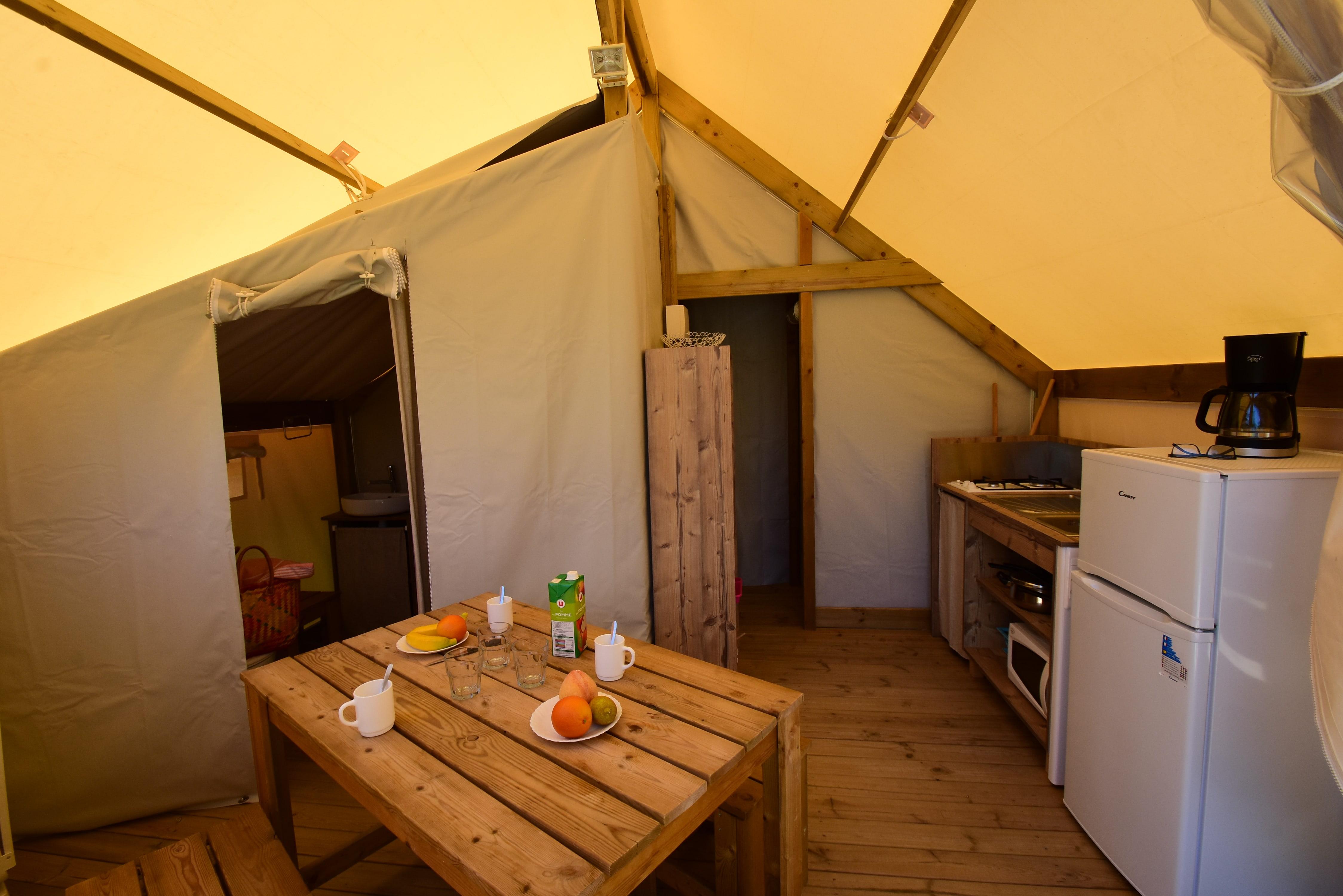 Location - Tente Écolodge Avec Douche Et Sanitaire - Camping La Source du Jabron