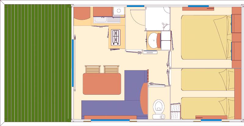 Accommodation - Mobil-Home Mercure - 25M² + 5 M² The Terrace- 2 Bedrooms - Camping La Belle Etoile