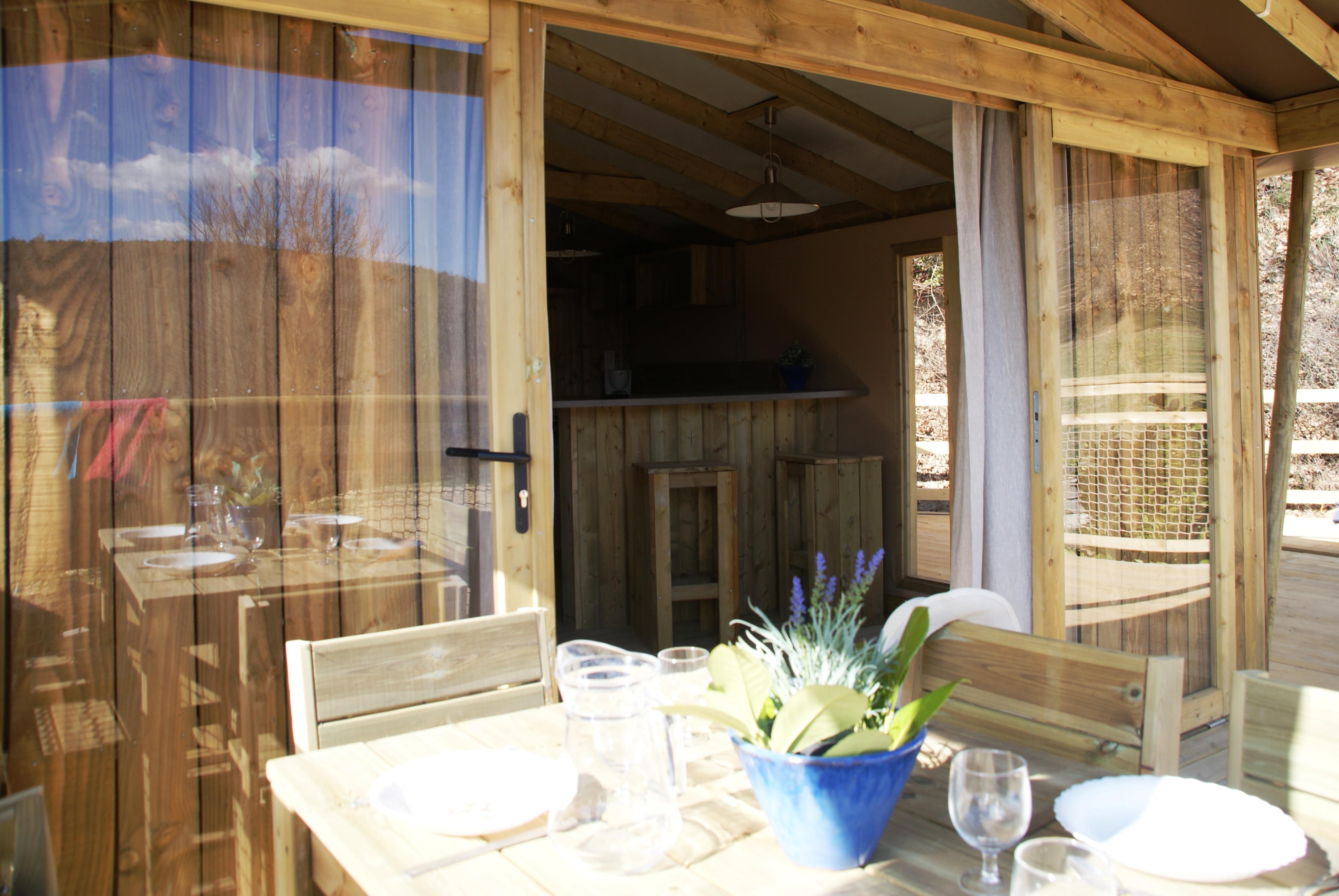 Location - Sweet Flower 32M² Premium 2 Chambres + Terrasse Couverte - Flower Camping La Beaume