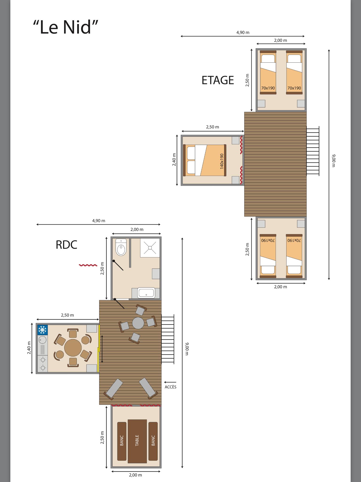 Location - Le Nid 3 Ch. - Salle De Bain/Wc/Cuisine - Camping Le Bon Coin