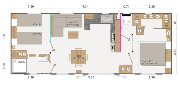 Mobil-Home 2 Ch. Premium Xxl Avec Tv