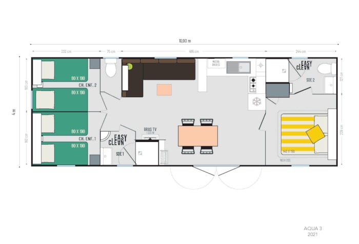 Mobil-Home Opidium 3 Chambres + 2 Salles De Bain + Terrasse