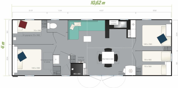 Mobil-Home Excellence (4 Chambres) 38-40 M² + Terrasse Bois