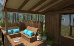 Location - Cabane Lodge Sweet Flower Premium 32M² 2 Chambres - Flower Camping Le Pré des Sables