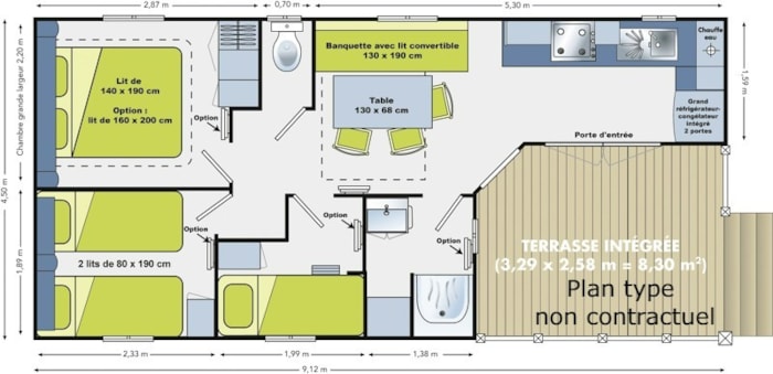 Mobil-Home Confort Avec Tv - 3 Chambres