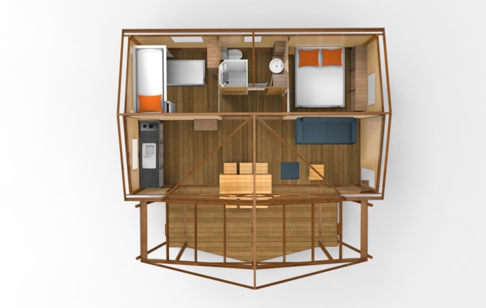 Chalet Lodge Cotton Premium 32M² 2 Habitaciones + Terraza