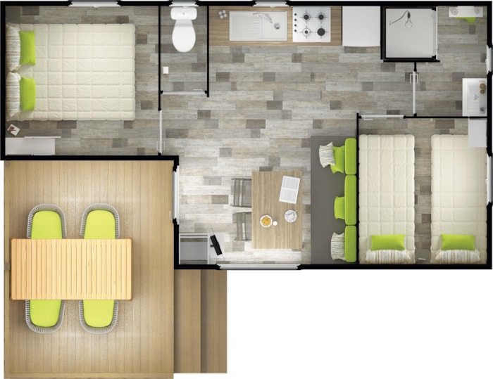 Mobil Home Malaga 2 Chambres - 23 M² + Terrasse Intégré De 8 M²