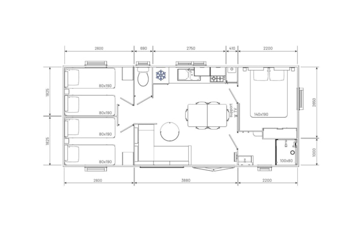 Mobil Home Evo 35 - 3 Chambres - 33 M² + Terrasse Semi Couverte