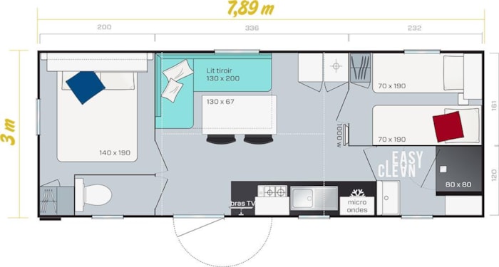 Comfort Casa Mobile Senza Aria Condizionata + Tv + Wifi Gratuito + 2 Camere Da Letto + 24M²