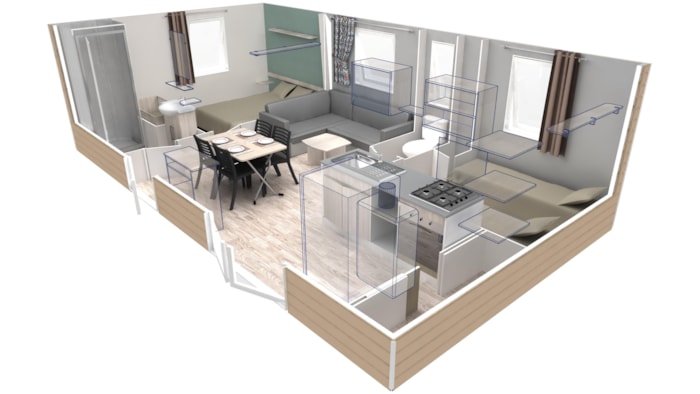 Mobile Home Confort+ 29 M2 (2 Chambres) + Clim + Terrasse Couverte