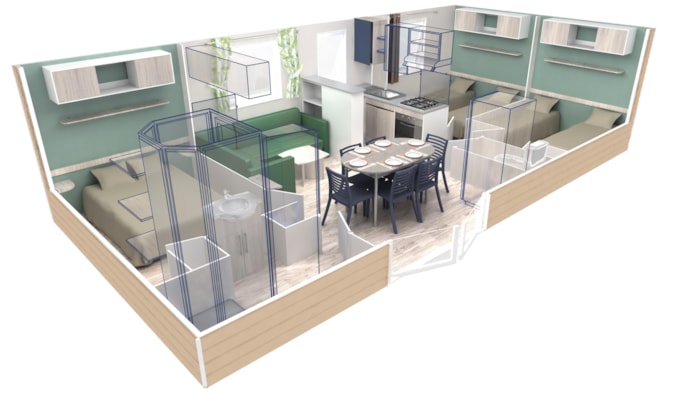 Mobil Home Confort+ 33M² (3 Chambres) + Clim + Terrasse Couverte