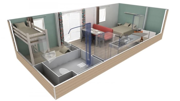 Mobil Home Pmr Confort+ 35M² (2 Chambres) + Climatisation + Terrasse Couverte