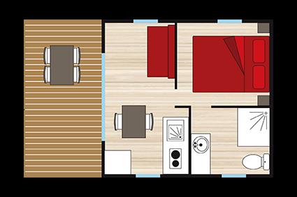 Location - Lodge Dimanche Vue Ocean 1 Chambre Pas Animaux - Camping Le Soleil d'Or