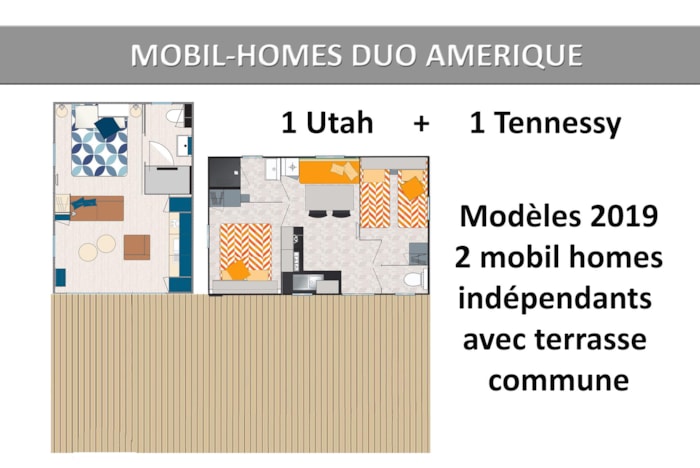 Duo Amerique 6 Pers : 1 Utah + 1 Tennessy Indépendants Avec Terrasse Commune + 1 Place Véhicule
