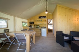 Location - Tente Safari 2 Ch - 35 M²- Avec Cuisine Et Sanitaires - - Camping de l'Etang Sites et Paysages