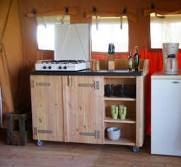 Location - Tente Confort Lodge 2 Ch - 30M2 - Sans Sanitaires Privatifs - - Camping de l'Etang Sites et Paysages