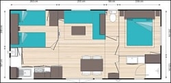 Mobil Home Luxe 31 M² (1 Lit 160 + 2 Lits Individuels)