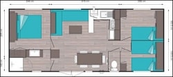 Mobil Home Privilege 35 M² (1 Lit 160 + 4 Lits Individuels)