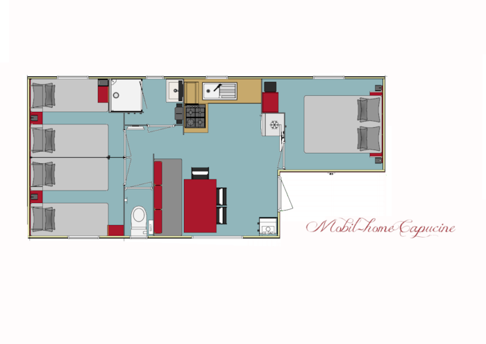 Casa Mobile Capucine Confort 29M² - 3 Camere - Terrazza - Aria Condizionata + Tv