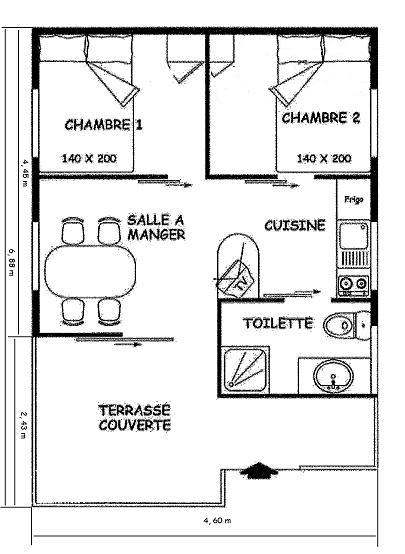 Alojamiento - Chalet Club B 23M² / 2 Habitaciones - Aire Acondicionado / Terraza Cubierta - Camping LA VIEILLE FERME