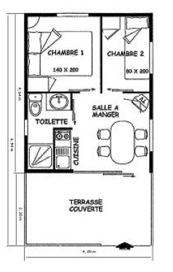 Location - Chalet Ilo 19 M² / 2 Chambres - Climatisation / Terrasse Couverte - Camping LA VIEILLE FERME