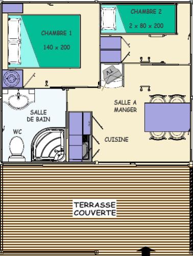 Alloggio - Chalet Nemo 22M² / 2 Camere - Aria Condizionata / Terrazzo Coperto - Camping LA VIEILLE FERME
