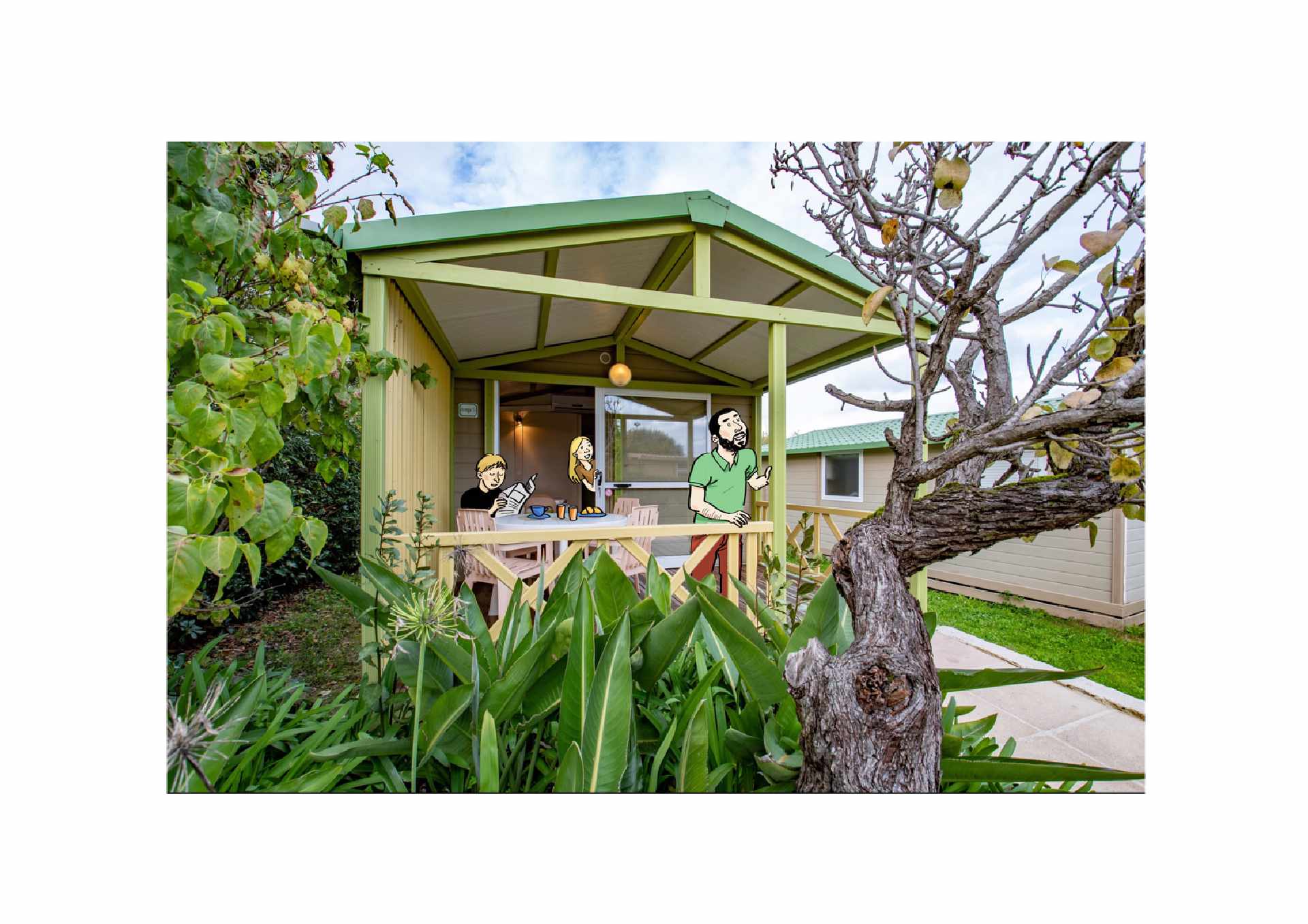 Mietunterkunft - Chalet Tonga 17 M² / 1 Zimmer - Klimaanlage / Überdachte Terrasse - Camping LA VIEILLE FERME