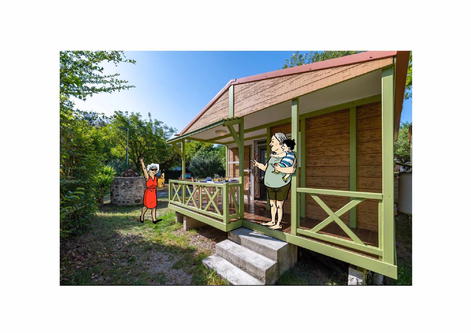Alojamiento - Chalet Club B 23M² / 2 Habitaciones - Aire Acondicionado / Terraza Cubierta - Camping LA VIEILLE FERME