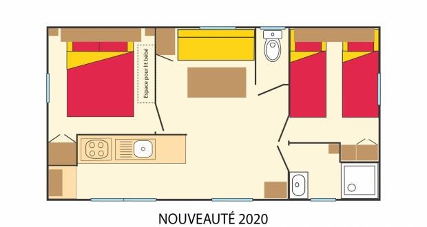 Mobilhome Nectarine (2020) 2 Chambres / Terrasse Bois Couverte/ Clim Réversible/ Lave Vaisselle / Nespresso