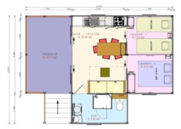 Location - Cosyflower Premium 38M² (2 Chambres) + Tv + Lave-Vaisselle + Draps + Serviettes + Terrasse Couverte - Flower Camping Cap Finistère