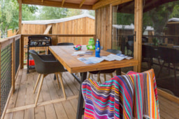 Location - Cosyflower Premium 38M² (2 Chambres) + Tv + Lave-Vaisselle + Draps + Serviettes + Terrasse Couverte - Flower Camping Cap Finistère