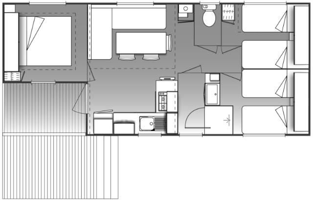 Accommodation - Mobilhome Ohara 31.1M² - 3 Bedrooms, Terrace Côté 9.2M² - Camping Vitamin