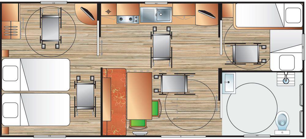 Mietunterkunft - Mobilheim Hélios Confort 24.6M² (2 Zimmer) Behindertengerecht - Flower Camping Vitamin