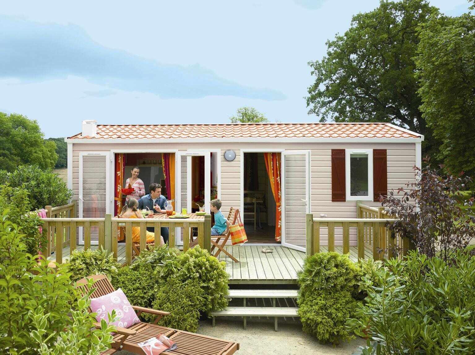 Mietunterkunft - Mobilheim Super Mercure Riviera Confort (2 Zimmer) + Tv + Terrasse - Flower Camping Vitamin