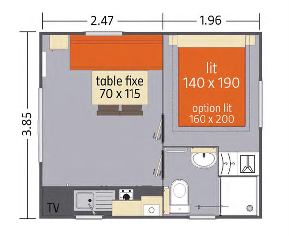 Accommodation - Duo 1Bedroom - Camping de l'Hermitage