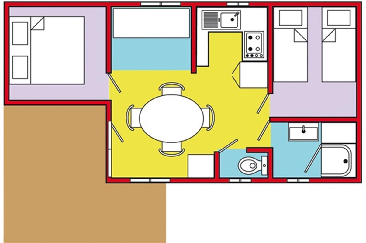 Accommodation - Pacifique 2 Bedrooms - Camping de l'Hermitage