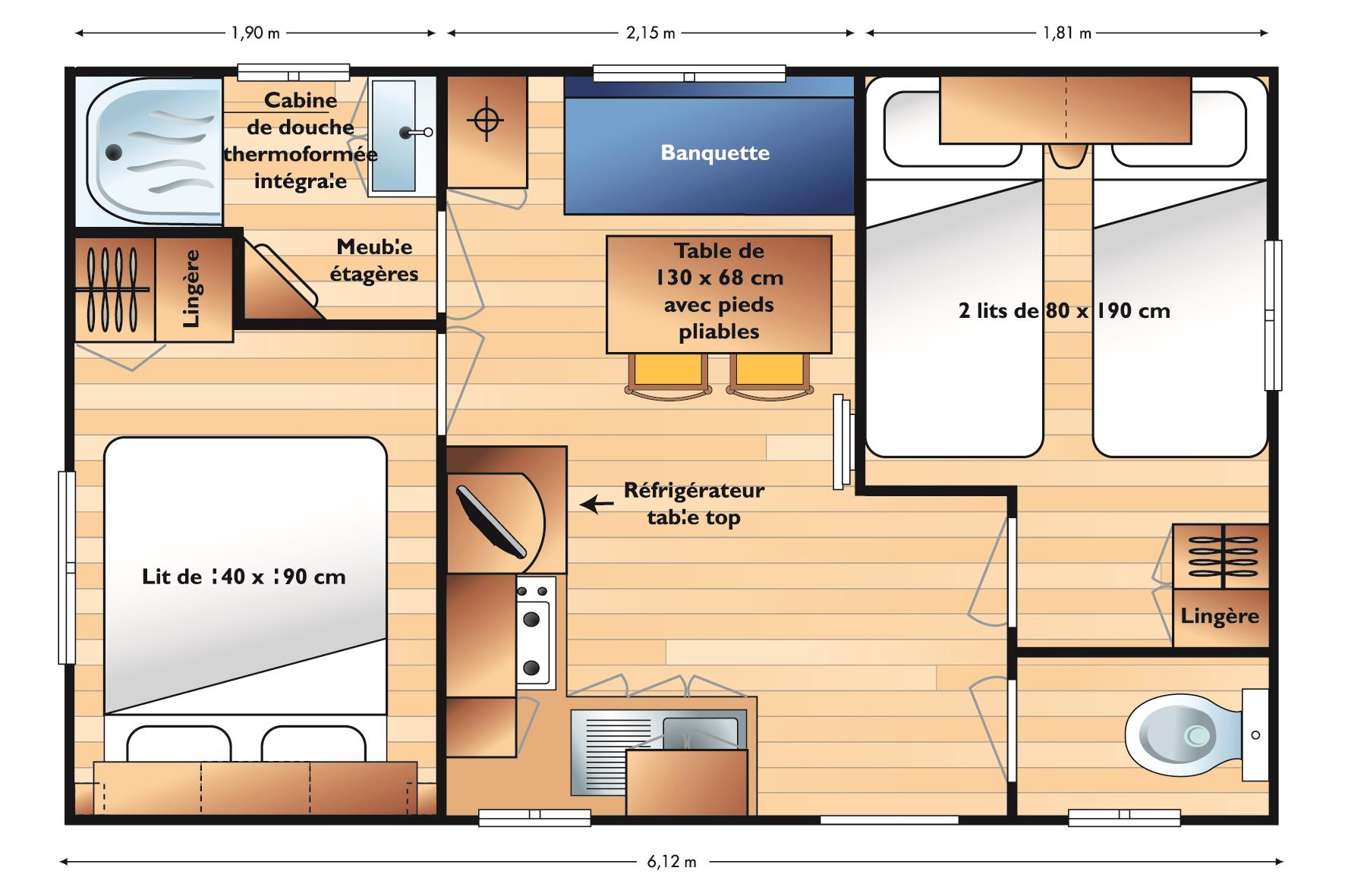 Accommodation - Venus 2 Bedrooms - Camping de l'Hermitage