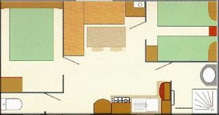 Mobil-Home Standard 28M² 2 Chambres - Emplacement Ombragé