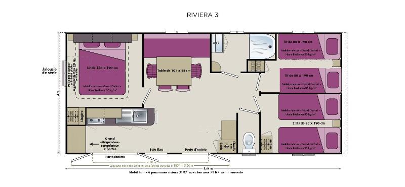 Accommodation - Mobile Home Riviera 34M² - 3 Bedrooms - Camping Le Panoramic