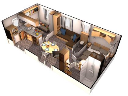 Accommodation - Mobil Home Grand Large 30M² - Half-Covered Terrace - Camping Le Panoramic