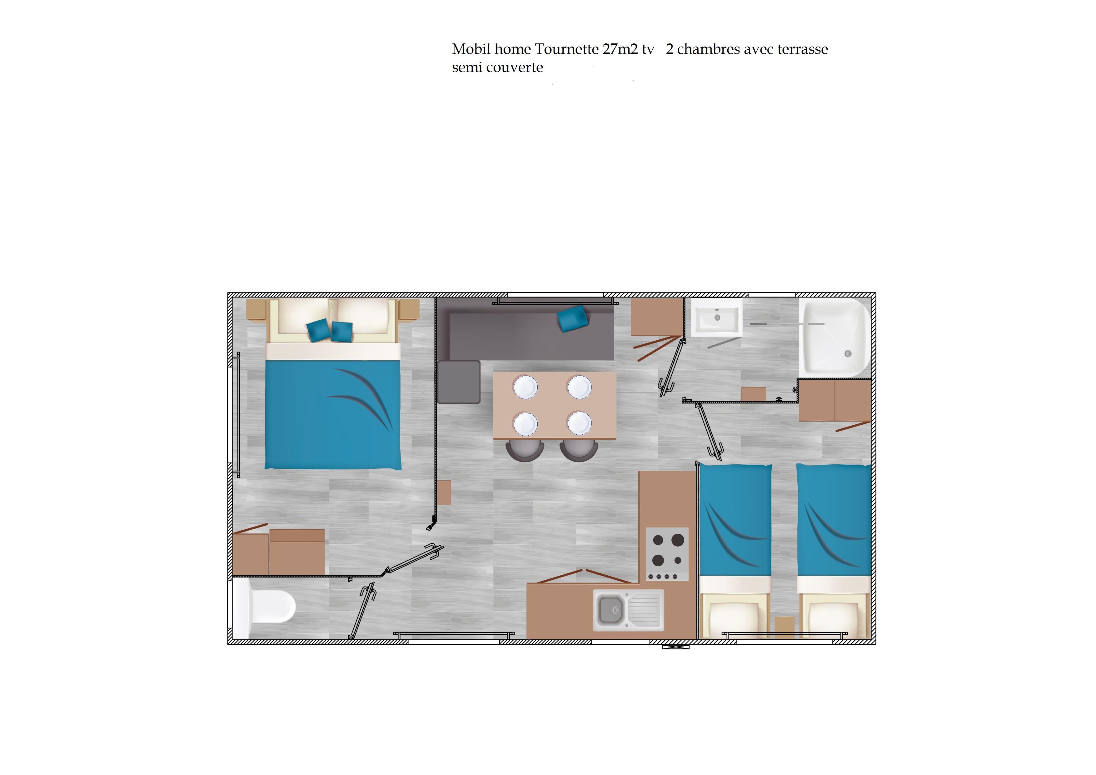 Accommodation - Mobil Home Tournette 27M² - Half-Covered Terrace Tv - Camping Le Panoramic