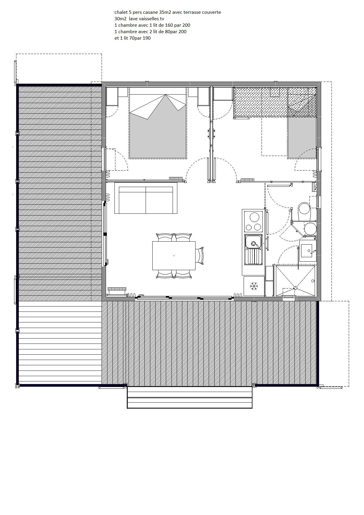 Accommodation - Chalet Casane 35M² Pilotis - Camping Le Panoramic