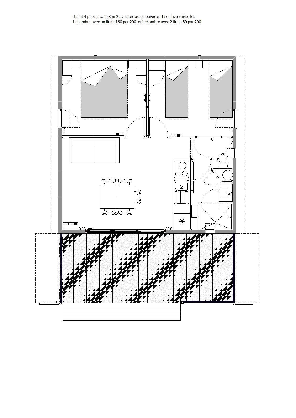 Accommodation - Chalet Casane 35M² (Tv + Dishwasher) Sheltered Terrace 15M² - Camping Le Panoramic