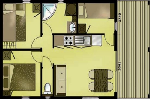 Location - Chalet 35 M² 3 Chambres - Camping de Belle Hutte