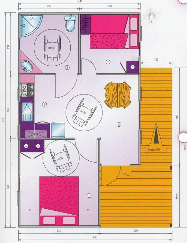 Location - Chalet Accessible 35 M² 2 Chambres - Camping de Belle Hutte