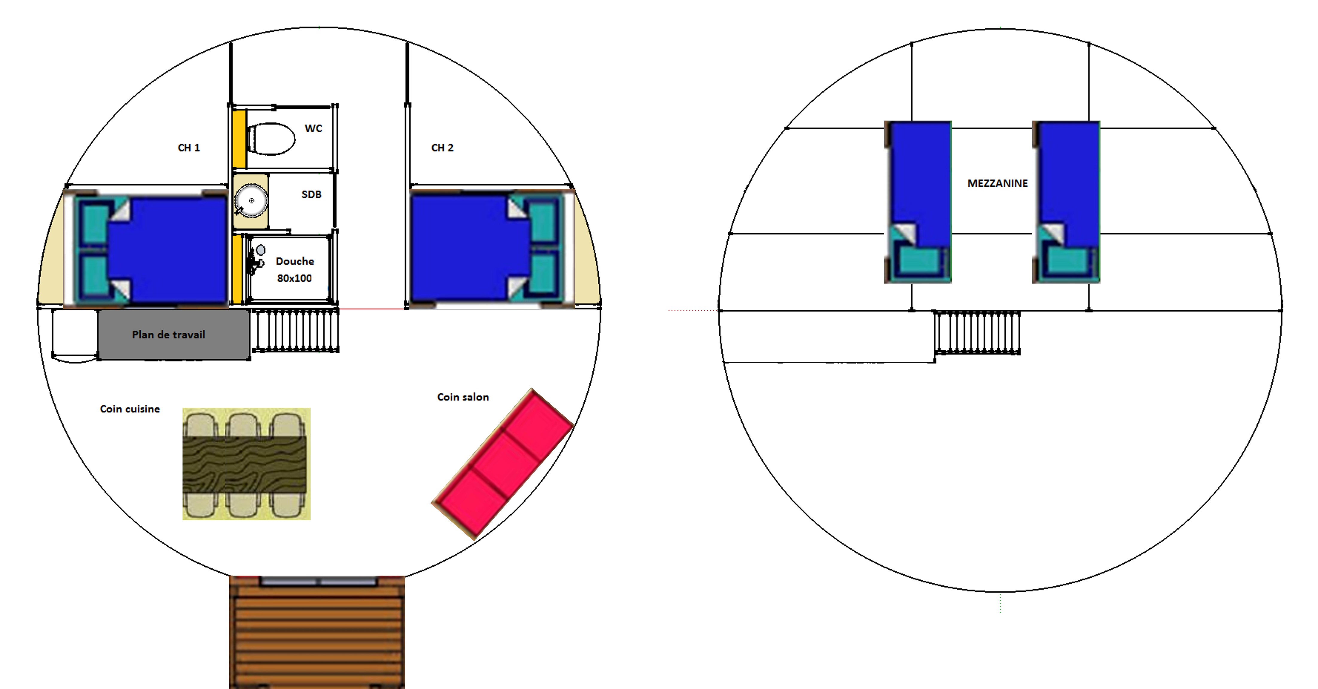 Location - Chalet Rond 35M² 3 Chambres - Camping de Belle Hutte